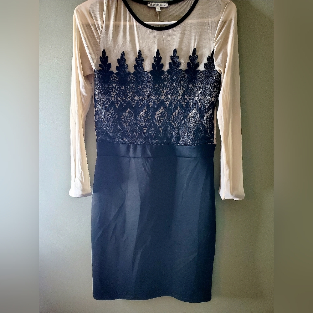 Charlotte Russe Black and Cream Lace Dress